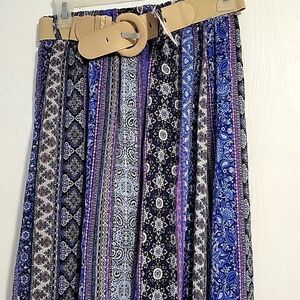 High low black and blue skirt